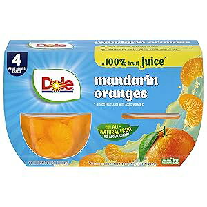 Dole Mandarin Oranges in 100% Juice^ - Dole Fruit Bowls Snacks - 4 oz Fruit Bowls - 4 Pack