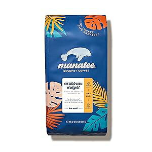 マナティー グルメ コーヒー、全豆、ミディアム ロースト、カリビアン デライト、2 ポンド袋、32 オンス Manatee Gourmet Coffee, Whole Bean, Medium Roast, Caribbean Delight, 2 lb bag, 32 oz