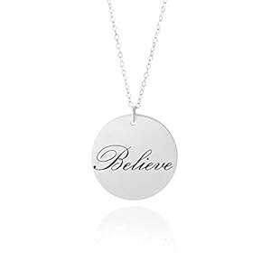 Believe lbNX - 5/8 C` X^[OVo[ lbNXACXs[VWG[ Gracefully Made Jewelry Believe Necklace - 5/8" Sterling Silver Necklace, Inspirational Jewelry