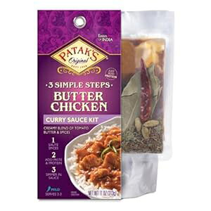 p^bNX o^[`LJ[\[XLbg 3Xebv 11IXA1pbN Patak's Korma Pataks Butter Chicken curry sauce kit 3step 11oz, pack of 1