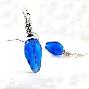 u[NX}Xc[dNX^_OsAXAX^[OVo[C[t Jenni Leigh Creations Blue Christmas Tree Light Bulb Crystal Dangle Pierced Earrings with Sterling Silver Ear Wires