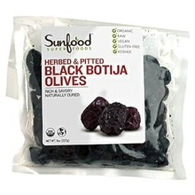 Sunfood オリーブ、ブラック ボティヤ、ハーブ入り、種抜き、8 オンス、オーガニック、生 Sunfood Superfoods Sunfood Olives, Black Botija, Herbed, Pitted, 8 Ounces, Organic, Raw