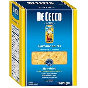 De Cecco Zi pX^At@t@b No.93A1 |h (6 pbN) De Cecco Semolina Pasta, Farfalle No.93, 1 Pound (Pack of 6)