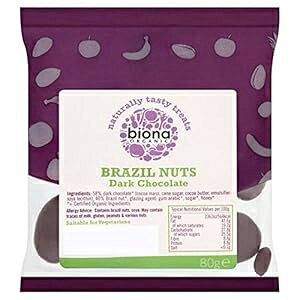 Biona I[KjbN uW ibc _[N`R[g 80g - 6 pbN Biona Organic Brazil Nuts Dark Chocolate 80g - Pack of 6