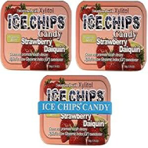 ICE CHIPS LVg[ LfB (Xgx[ _CLA3 pbN) - ʐ^̃oht ICE CHIPS Xylitol Candy Tins (Strawberry Daiquiri, 3 Pack) - Includes BAND as shown