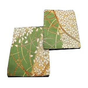 _哰 R[X^[ {̓`D E 2ZbgiF΂̑j SHINSENDO Kimono Coasters Japanese Traditional Fabrics Kinran Set of 2 (Pattern Name: Green grassland