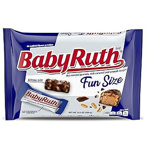 Baby Ruth, Chocolatey, Peanut, Caramel, Nougat, Fun Size Individually Wrapped Candy Bars, 10.2 oz each, Bulk 12 Pack