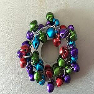 }`J[ WOx NX}X [X s u[` Mama Otter's Tidbits Multicolor Jingle Bell Christmas Wreath Pin Brooch