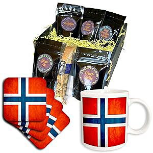 3dRose mEF[R[q[MtgoXPbgA}` 3dRose Norway Flag Coffee Gift Basket, Multi
