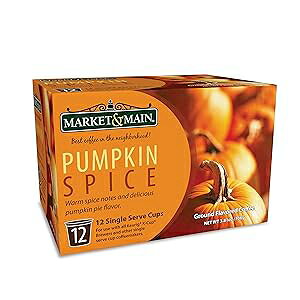 }[Pbg & C JbvApvL XpCXAL[O K Jbv u[ɑΉA12  Market & Main OneCup, Pumpkin Spice, Compatible with Keurig K-cup Brewers, 12 Count