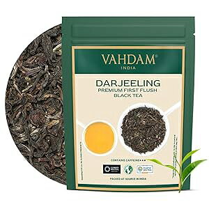 VAHDAM, First Flush Darjeeling Tea - 50 Cups (3.53oz) Loose Leaf Black Tea - Flowery, Aromatic & Delicious Picked, Packed & Shipped Direct From India Champagne Of Teas Mellow & Fragrant