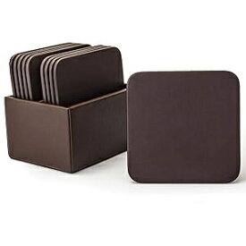 Dacasso チョコレート ホルダー ブラウン レザーレット 10 スクエア コースター セット Dacasso Chocolate Holder Brown Leatherette 10 Square Coaster Set