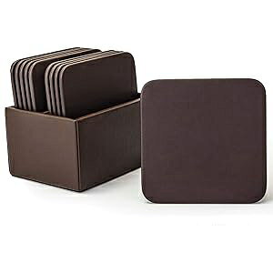 Dacasso `R[g z_[ uE U[bg 10 XNGA R[X^[ Zbg Dacasso Chocolate Holder Brown Leatherette 10 Square Coaster Set