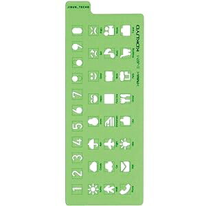 Kokuyo JIBUN_TECHO Goods, Template Stencil, Icon Version, Shared Size, Green, Japan Import (NI-JG7-1)