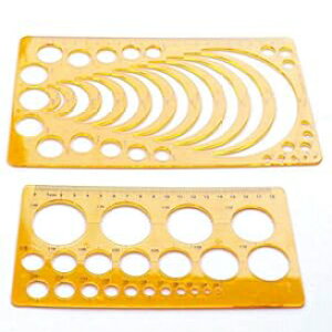 LGEGE 2 NAIWvX`bN􉽐wc[aA[N}X^[XeVev[gKAŵ߂̕` LGEGE 2 Pcs Clear Orange Plastic Geometric Math Tool Radius Arc Master Stencil Templa