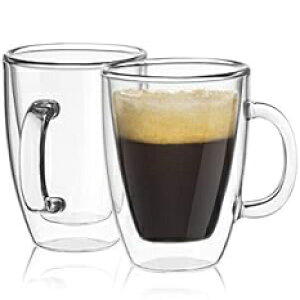 JoyJolt Savor dǒfMOX GXvb\ }O (2 Zbg) - 5.4 IX JoyJolt Savor Double Wall Insulated Glasses Espresso Mugs (Set of 2) - 5.4-Ounces