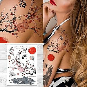 f炵ꎞIȃ^gD[ - z̉Ŕ~̉Ԃ̗x Supperb Temporary Tattoos - Plum Blossom Dance in the sun