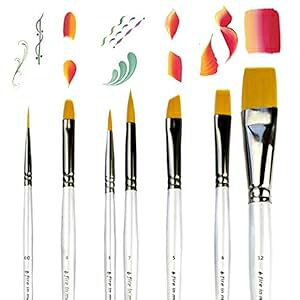 fire in me Art t Brushes for Acrylic ting Watercolor Oil Gouache - Body and Face t Brushes for Adults Kids. Best Artist t Brush Set of 7 pcs, Acrylic t Brushes for ting, Artist Brushes