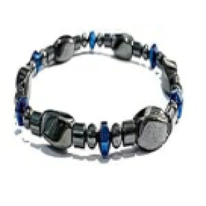 ̎Cw}^Cgƃu[`^̃q[O uXbg 8 C` Sky Spirit Jewelry Handmade Magnetic Hematite and Blue Titanium Healing Bracelet 8 inches