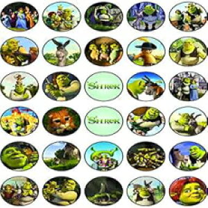 VbNe[}ɂHpJbvP[Lgbp[ 30  HpP[LfR[VRNV EGn[XV[gŃm[JbgHp NATURAL BEHAVIOUR 30 x Edible Cupcake Toppers Themed of Shrek Collection