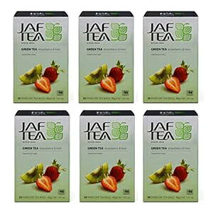 JAF TEA - Xgx[LEC - Β - 6 A120 eB[obO (e 20 )Azbg܂̓ACXeB[ JAF TEA - Strawberry Kiwi - Green Tea - 6 Boxes, 120 Tea Bags (20 each), Hot or Iced Tea