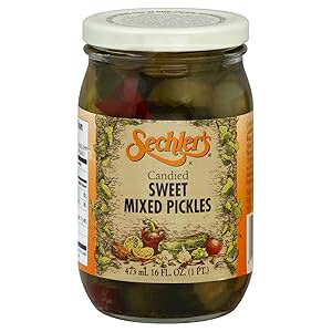 Sechler's Ђ̃XC[g~bNXsNXA16 IX (6 pbN) Sechlers Sechler's Candied Sweet Mixed Pickles, 16 Ounce (Pack of 6)