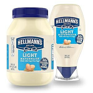 Hellmann's Light Mayonnaise Light Mayo Squeeze Bottle For a Creamy Condiment for Sandwiches and Simple Meals Made With 100% Cage-Free Eggs 20 oz