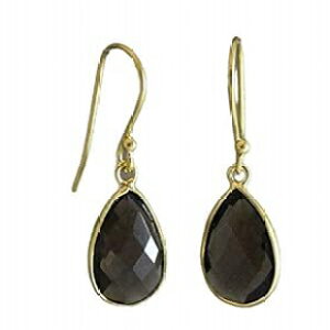 Sophia Rose Jewellery Pear Shape Smoky Quartz Gold Plated Sterling Silver Drop Earrings - Natural Gem Gemstone - Christmas Gift Idea - Birthstone Gift - Brown Stone - Handmade Jewelry Gifts for Women (smoky-quartz)