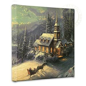 g[}X LP[h ĵ̖ 14 x 14 M[bvLoX Thomas Kinkade Sunday Evening Sleigh Ride 14 x 14 Gallery Wrapped Canvas