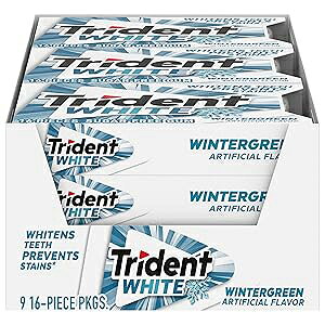 gCfg zCg EB^[O[ VK[t[KA16  9 pbN (v 144 ) Trident White Wintergreen Sugar Free Gum, 9 Packs of 16 Pieces (144 Total Pieces)