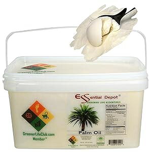 パーム油 - RSPO 認定 - 持続可能 - 食品グレード - コーシャ - 非水素化 - ペール入り 7 ポンド - 再密封可能な蓋と取り外し可能なハンドル付きの PP 電子レンジ対応容器 Essential Depot Palm Oil - RSPO C