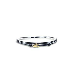 Made by Nami Adjustable Wrap Surfer Bracelet Women & Men - Thin String Bracelet with Snap Hook - Nautical Maritime Beach Jewelry - Handmade & Waterproof - Birthday Gift for Him (Blue Gold)