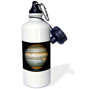 3dRose Solar System Jupiter's New Red Spot Sports Water Bottle, 21 oz, White