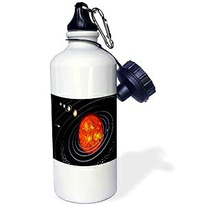 3dRose "NASA Diagram Of Planet n Solar System" Sports Water Bottle, 21 oz, White