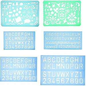 |pIȐ}ev[g 2  ABC ^O XeV v[g 4 ̃Zbg Yosogo Set of 2 Artistic Drafting Templates and 4 ABC Lettering Stencil Plate