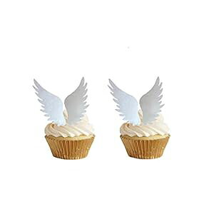 GEORLD 24yA HpVg̉H EGn[X JbvP[Lgbp[ ECOP[LfR[V LOAap[eB[Ap GEORLD 24pairs Edible Angel Wings Wafer Cupcake Toppers Wing Cake Decoration fo