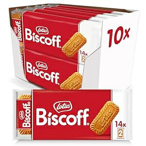 Lotus Biscoff Cookies, Caramelized Biscuit Cookies, 280 Cookies (10 Sleeves of 14 Two-Packs) Vegan, 7.65 Ounce (Pack of 10)