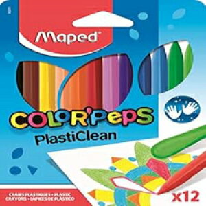 Maped Color'Peps Plasticlean vX`bN NAA\[gJ[A12 pbN (862011) Maped Helix USA Maped Color'Peps Plasticlean Plastic Crayons, Assorted Colors, Pack of 12 (862011)