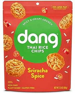 Dang Thai Rice Chips / Sriracha Spice / 4 Pack / Vegan, Gluten Free, Non Gmo Rice Crisps, Healthy Snacks Made with Whole Foods / 3.5 Oz Resealable Bags