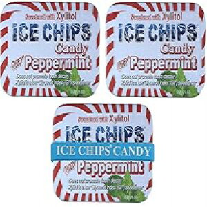 ICE CHIPS Xylitol Candy Tins 5.28 oz total (Peppermint, 3 Pack) - Includes BAND as shown