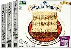 Yehuda Passover Matzo, 1lb (3 Pack) Crisp & Airy Square Matzo Crackers Just 2 Ingredients Kosher for Passover