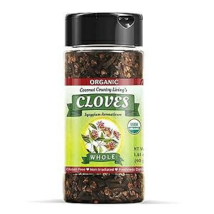 �I�[�K�j�b�N �N���[�u �ۂ��Ɛ��A�v���~�A���i���̃X�p�C�X �t�F�A�g���[�h �K���X�r���� 1.41 �I���X Coconut Country Living's Organic Cloves Whole Raw, Premium Quality Spice Fairtrade in Glass Jar 1.41 oz