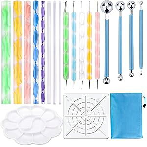 Augshy 19pcs Mandala Dotting Tools Set Pen Dotting Tools Mandala Stencil Ball Stylus t Tray for ting Rocks, Coloring, Drawing and Drafting