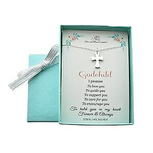 MOM & THREE DAUGHTERS Godchild Cross Necklace in Sterling Silver. Celtic Cross Necklace. Unisex Baptism Gift. Gift for Godchild from Godparents. First Communion. Gift from Godparent.