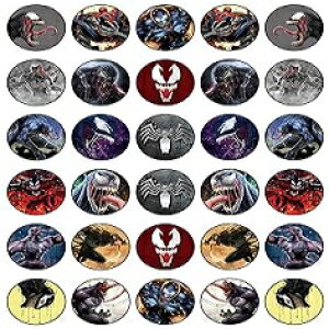 30 x 食用カップケーキトッパー、ヴェノム漫画をテーマにした食用ケーキデコレーションコレクション ウエハースシートでノーカット食用 HAPPY CHOICES 30 x Edible Cupcake Toppers Themed of Venom Cartoon Col