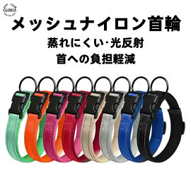 犬用首輪 小型犬　中型犬 大型犬 メッシュ ナイロン 反射ステッチ 調整可能 頑丈Dリング 高品質バックル 蒸れにくい クッション入り 快適 軽量 散歩用 トレーニング用 引っ張り対策 安全 夜間対策 おしゃれカラー ペット用品 ドッグカラー 送料無料