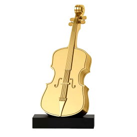 【送料無料】 置物 楽器 ゴールドのバイオリン 角型の土台付き
