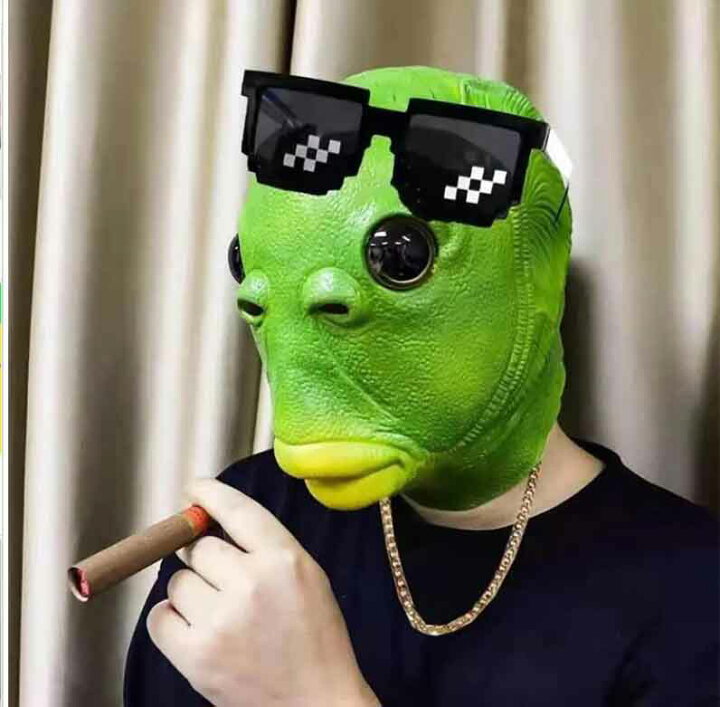 楽天市場 おもしろマスク ビックリ 魚頭 マスク 魚 化け物 緑 ピンク オレンジ レッド 黄 ハロウィン ラバーマスク ラテックスマスク パーティー 仮装 仮面舞踏会 余興 ゲーム パーティードレス通販 Glorypark