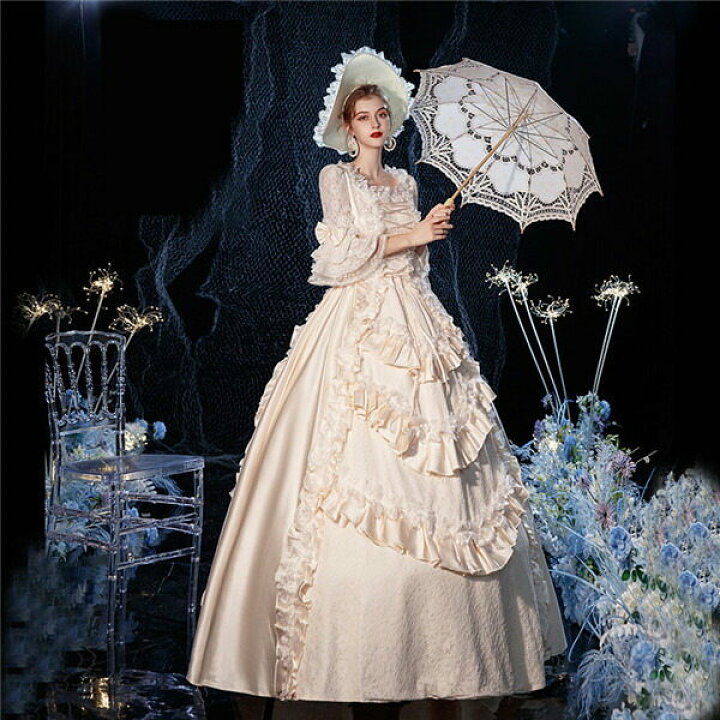 楽天市場 マリー アントワネット ロココ調 18世紀 貴族風 宮廷 お姫様ドレス ヴィクトリアン フロア丈ドレス クリスマス コスチューム 仮面舞踏会 コスプレ パーティー パーティードレス通販 Glorypark