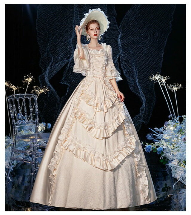 楽天市場 マリー アントワネット ロココ調 18世紀 貴族風 宮廷 お姫様ドレス ヴィクトリアン フロア丈ドレス クリスマス コスチューム 仮面舞踏会 コスプレ パーティー パーティードレス通販 Glorypark